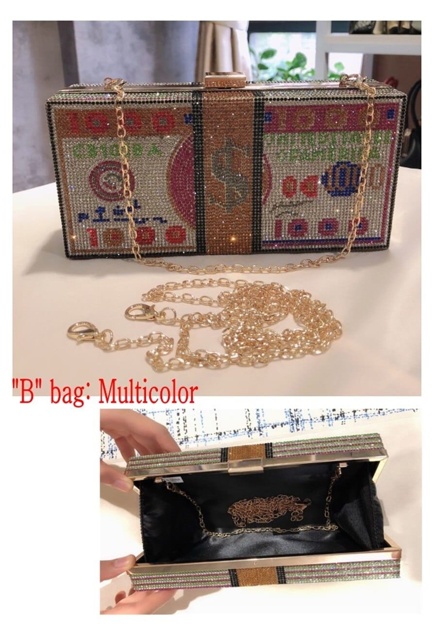 Teonclothingshop New Crystal Money USD Bags