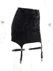 Teonclothingshop New dark gothic punk skirt with straps