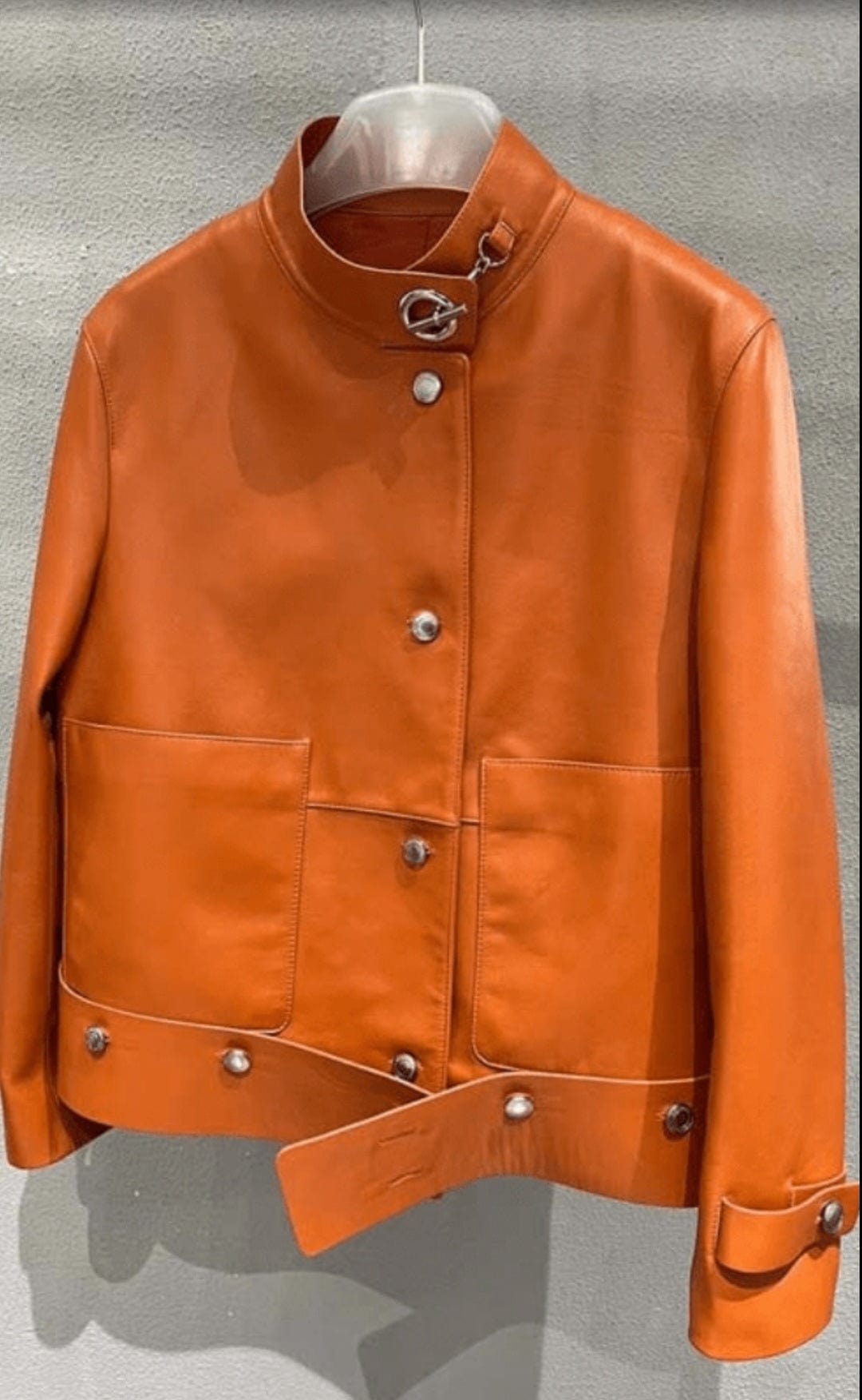 Teonclothingshop New Fashion Genuine Leather Jacket in Orange | Casual Style