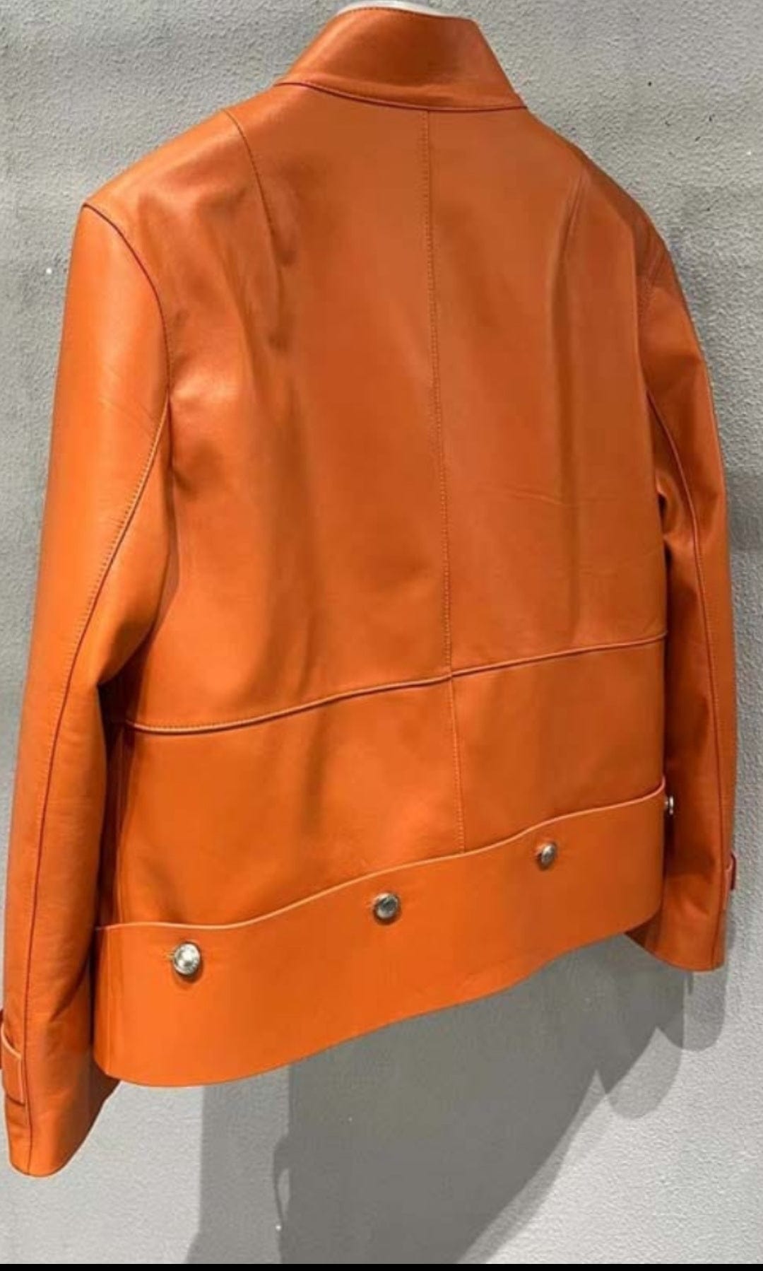 Teonclothingshop New Fashion Genuine Leather Jacket in Orange | Casual Style