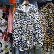 Teonclothingshop New fashion women's leopard print diamond shirt