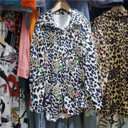 Teonclothingshop white / One Size New fashion women's leopard print diamond shirt
