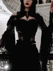 Teonclothingshop New Gothic Vintage Lace Sheer T-Shirt