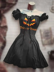 Teonclothingshop New Women's 3D Print Mid Waist Dress Scary Halloween