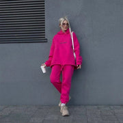 Teonclothingshop New women's casual warm tracksuit with a hood