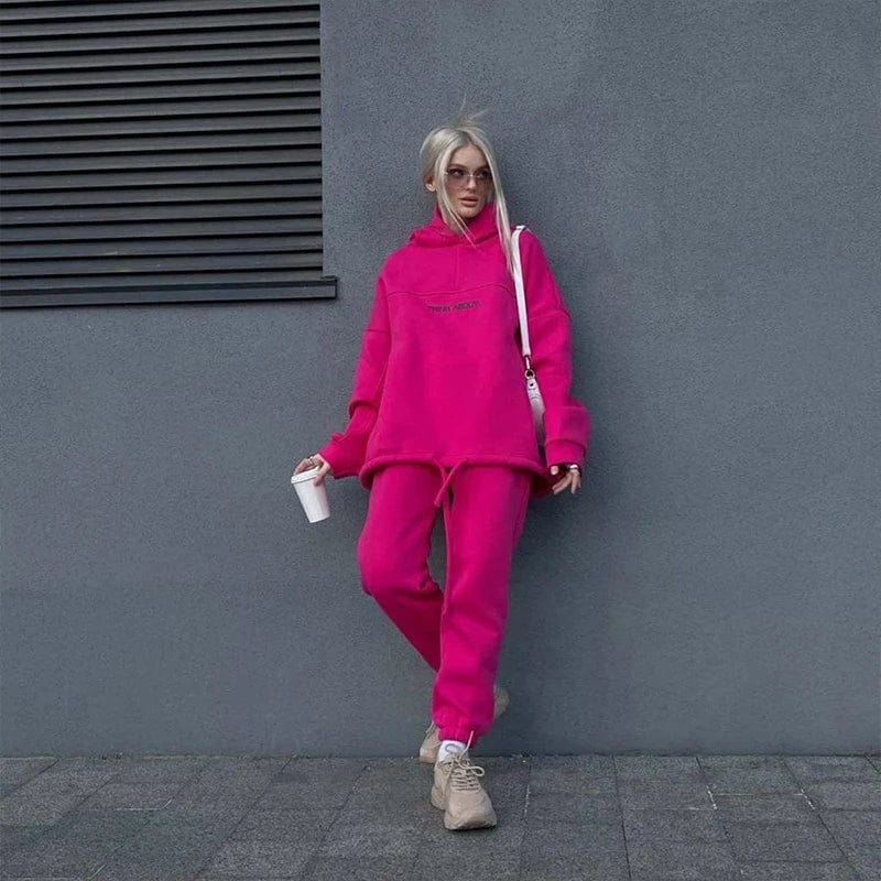 Teonclothingshop New women's casual warm tracksuit with a hood