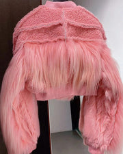 Teonclothingshop Pink fur bomber jacket