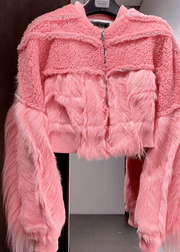 Teonclothingshop Pink fur bomber jacket