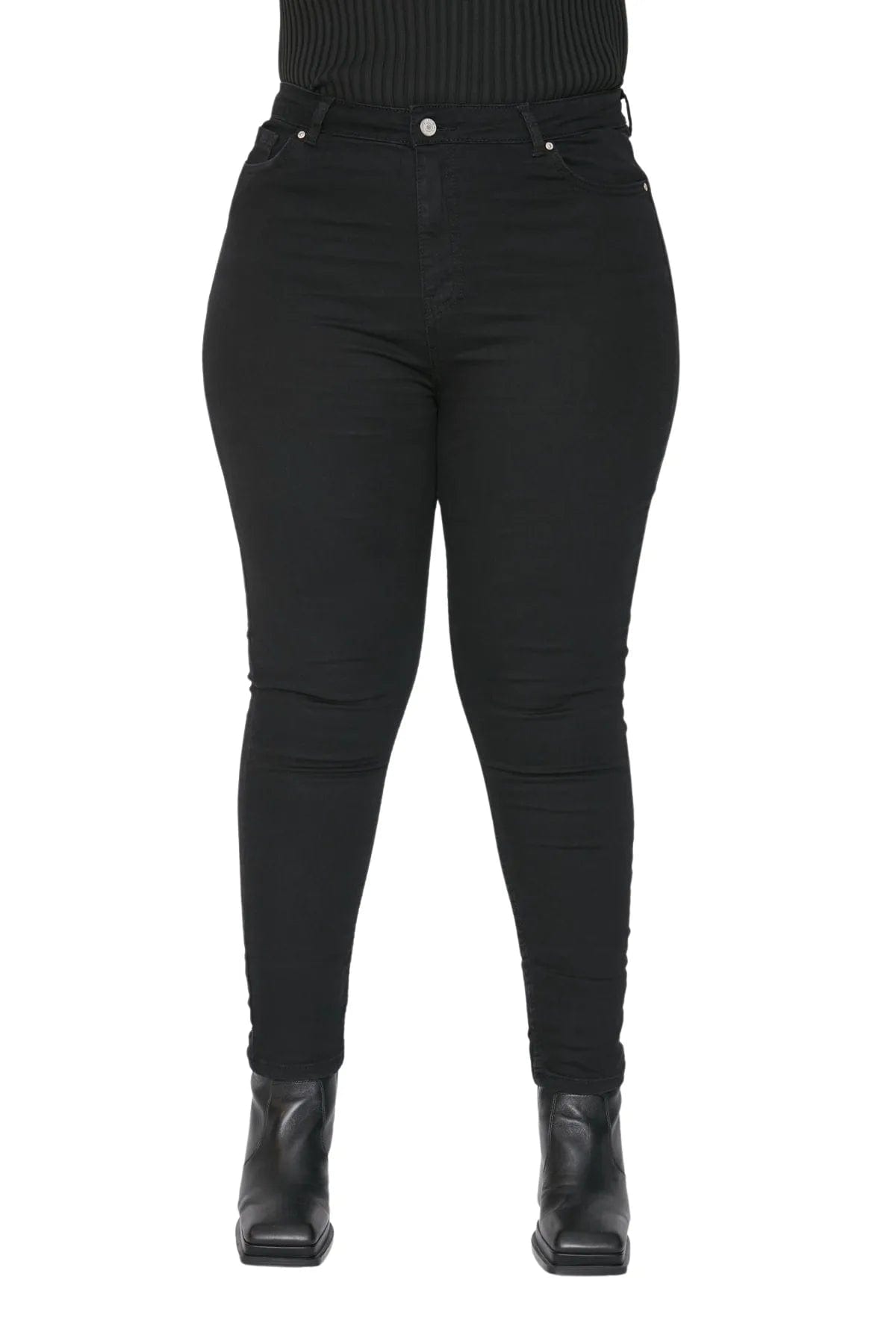 Teonclothingshop Plain High Waist Denim Plus Size Jeans