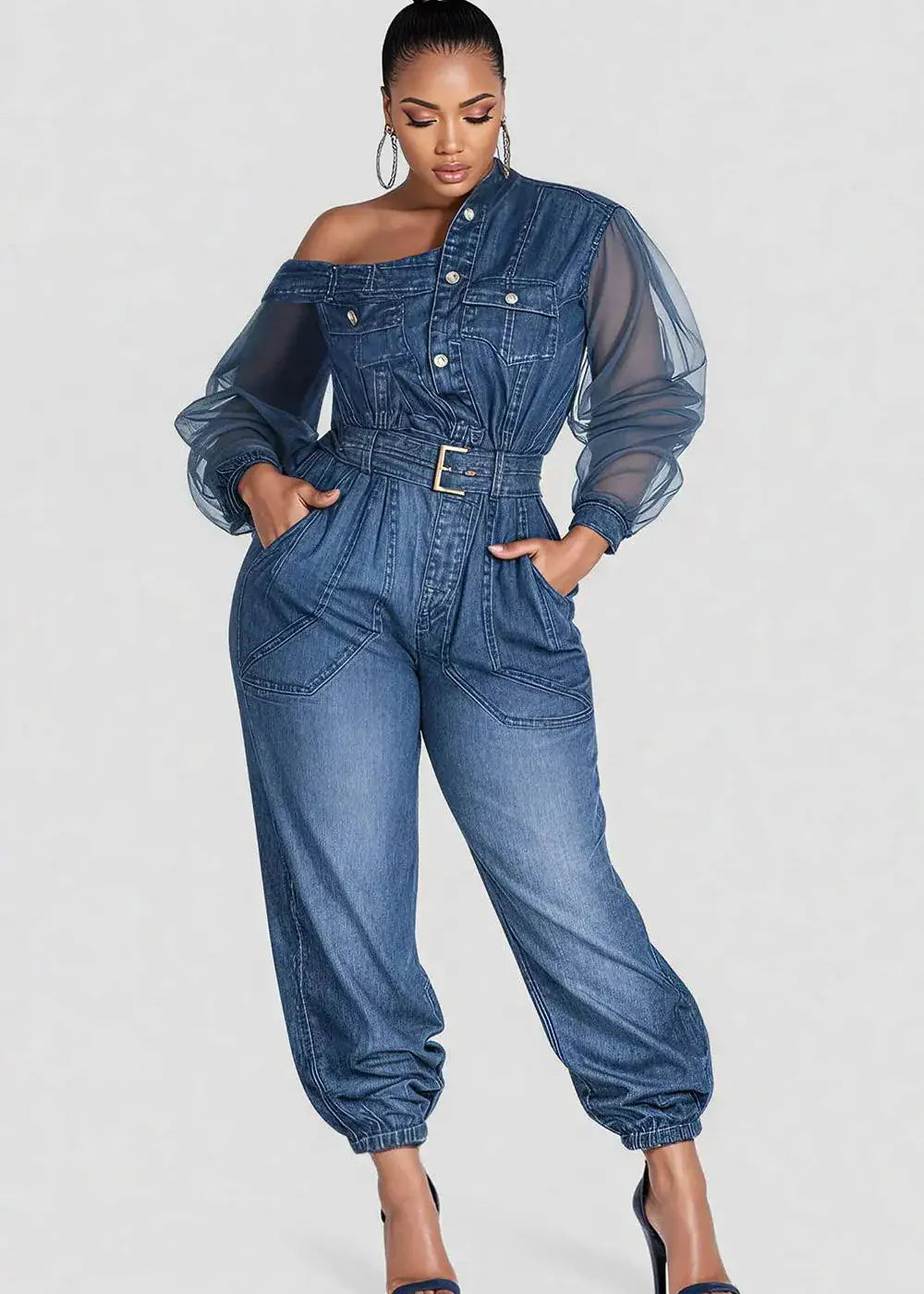 Plus Size Denim Jumpsuit