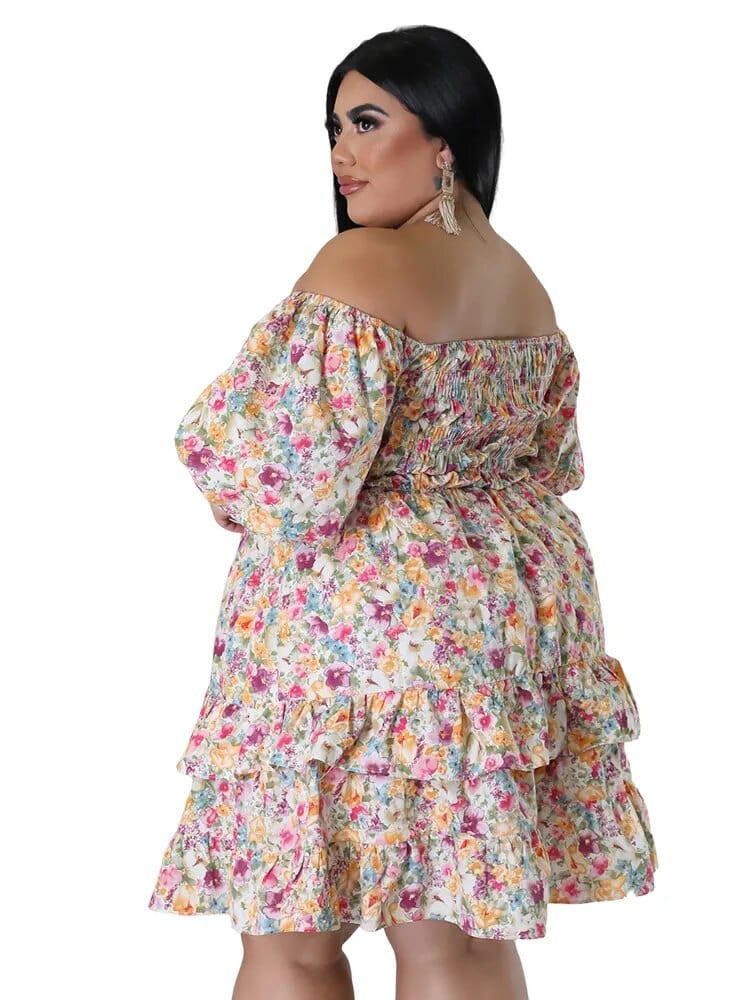 Teonclothingshop Plus Size Elegant Floral Print Women Dress