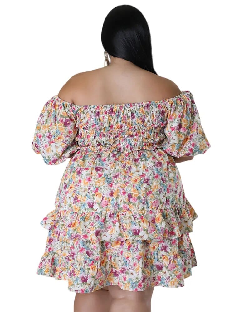 Teonclothingshop Plus Size Elegant Floral Print Women Dress