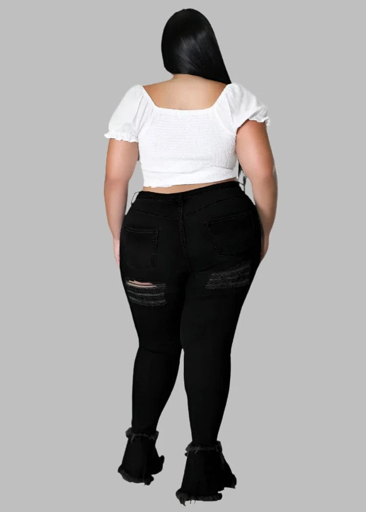 Plus Size Flared Jeans Women Bandage