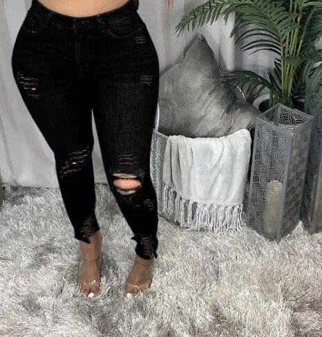 Teonclothingshop Black / L Plus size high waisted jeans