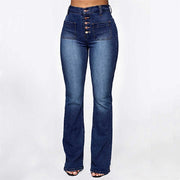Teonclothingshop Dark Blue / XL Plus Size Jeans Women Patch Pocket Washed Ladies High Waist Denim Trousers