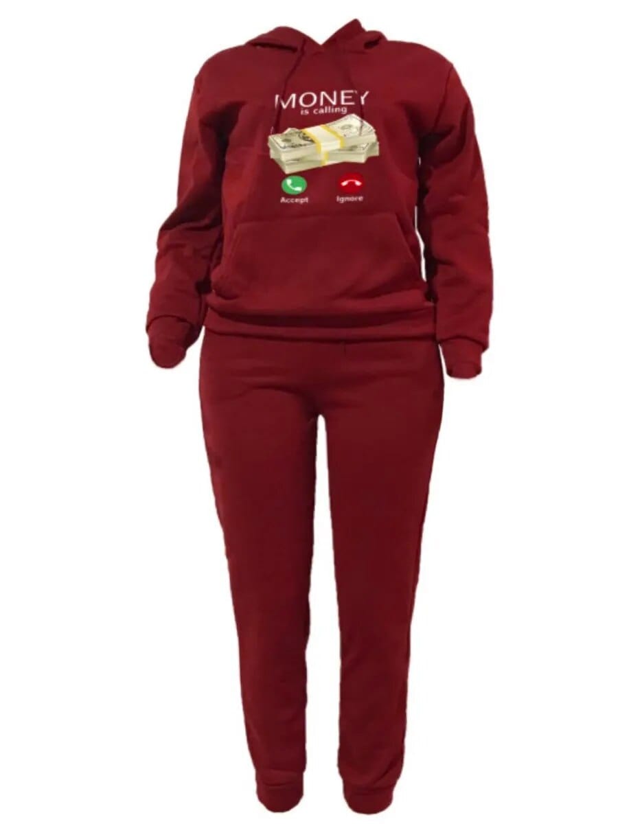 Teonclothingshop Plus Size Two Piece Sets Tracksuit with Kangaroo Pocket