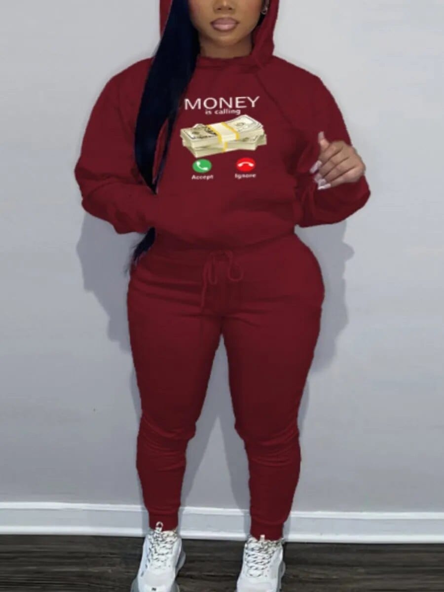 Teonclothingshop Plus Size Two Piece Sets Tracksuit with Kangaroo Pocket