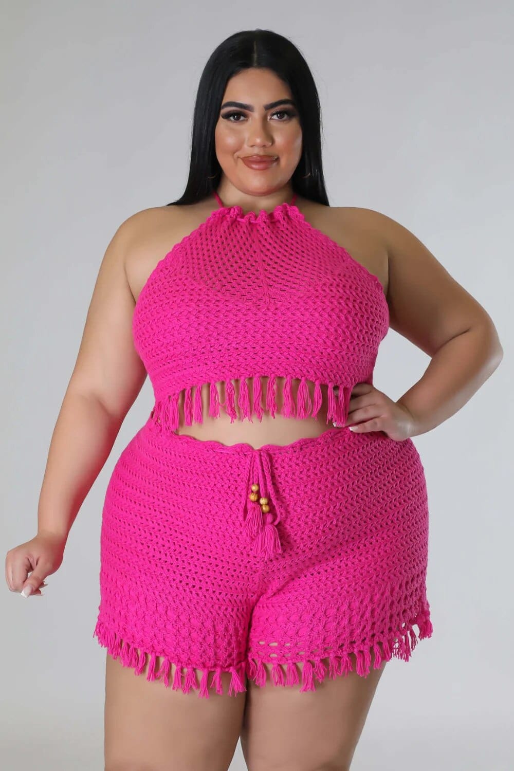 Teonclothingshop Plus Size Women Knitted Two Pieces Set Summer