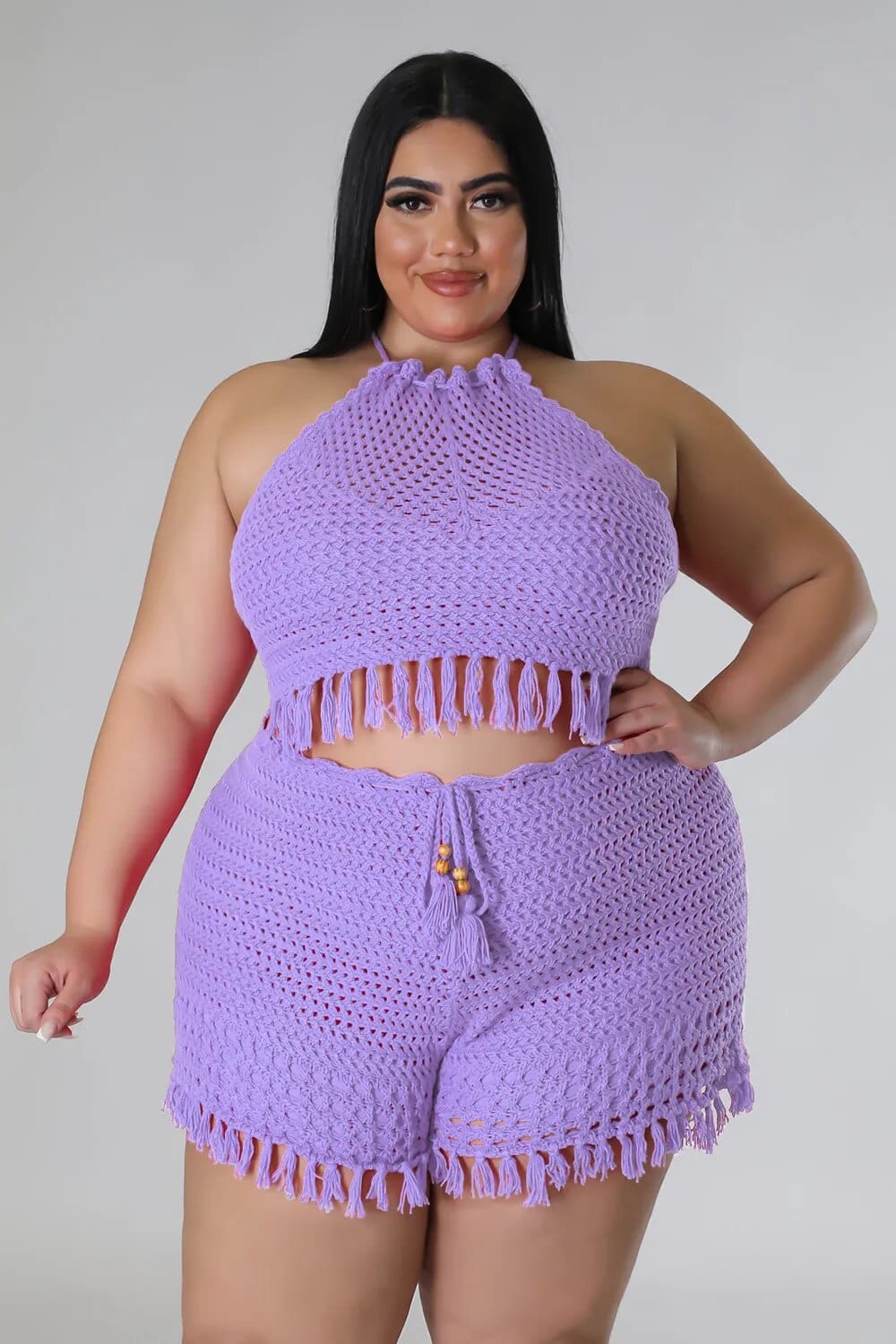 Teonclothingshop Plus Size Women Knitted Two Pieces Set Summer