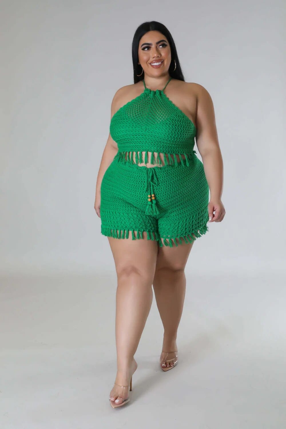 Teonclothingshop Plus Size Women Knitted Two Pieces Set Summer