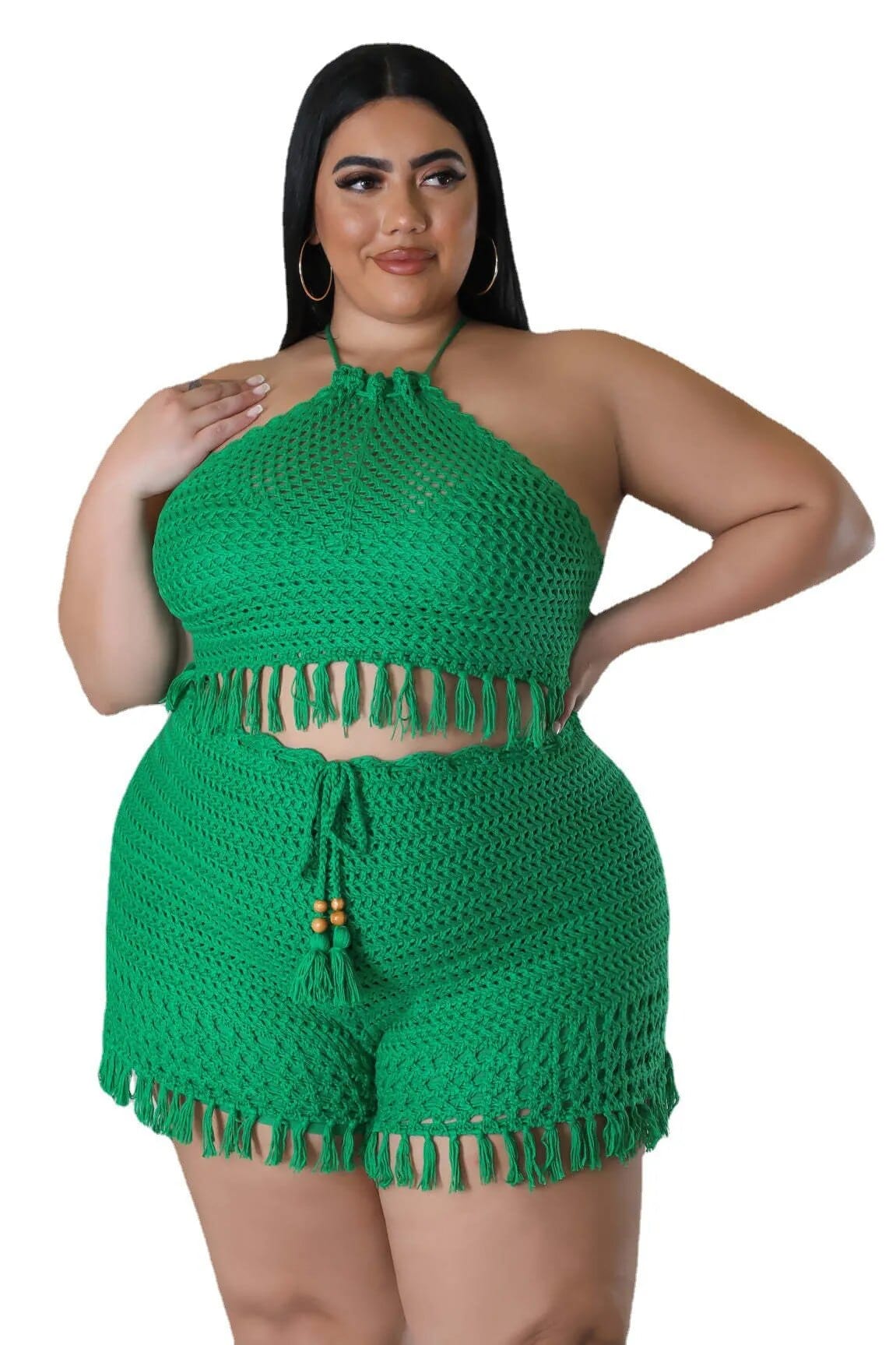 Teonclothingshop Plus Size Women Knitted Two Pieces Set Summer