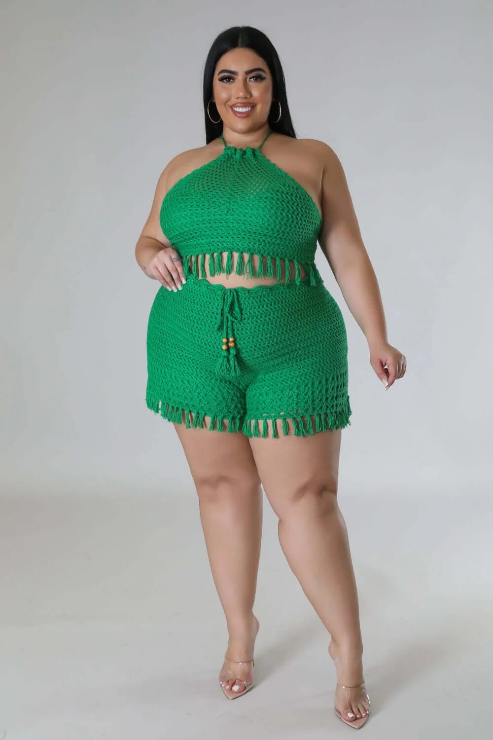 Teonclothingshop Plus Size Women Knitted Two Pieces Set Summer