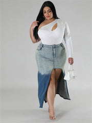 Teonclothingshop Plus size women's denim skirt