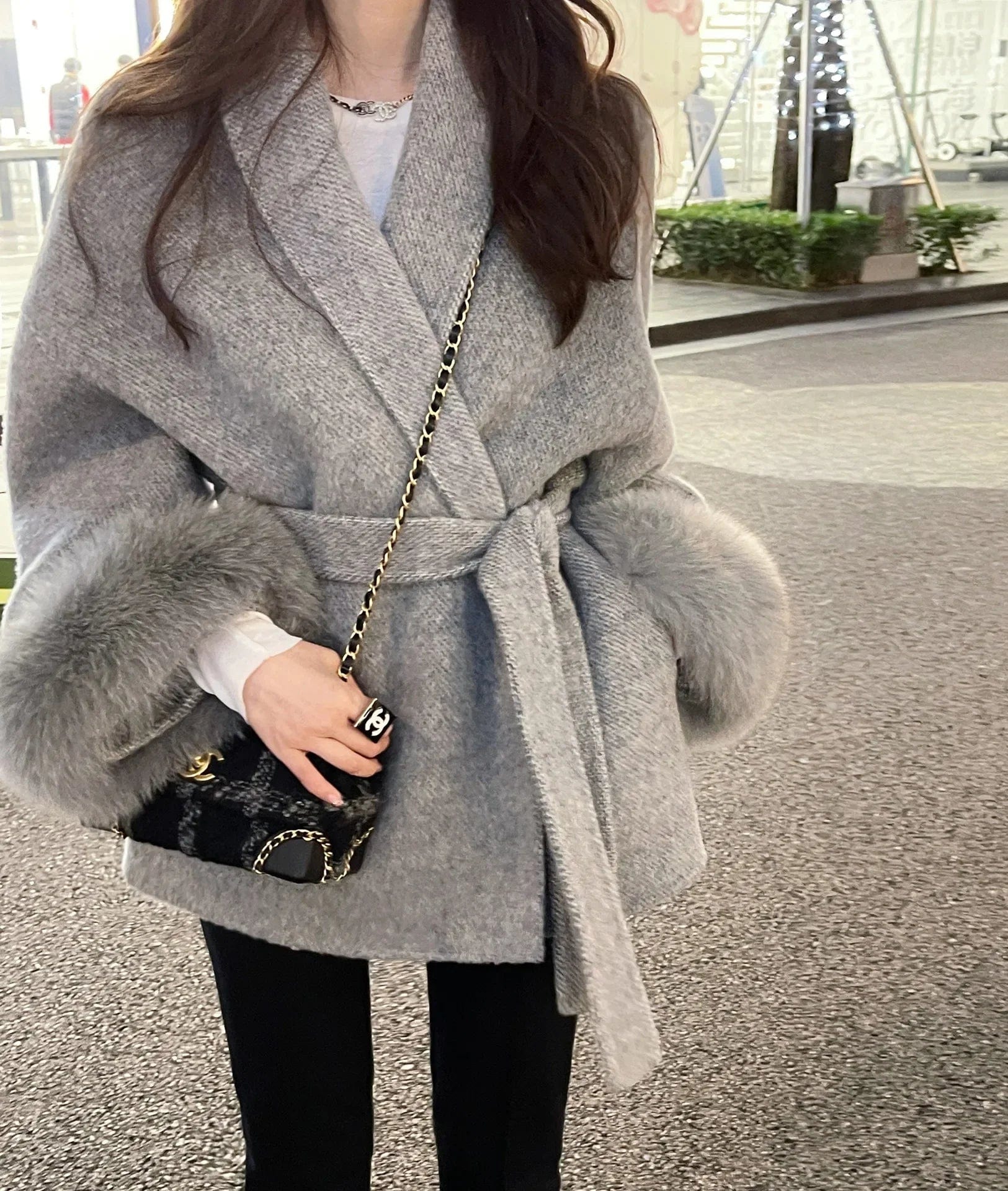 Teonclothingshop Premium double-sided woolen coat with fur