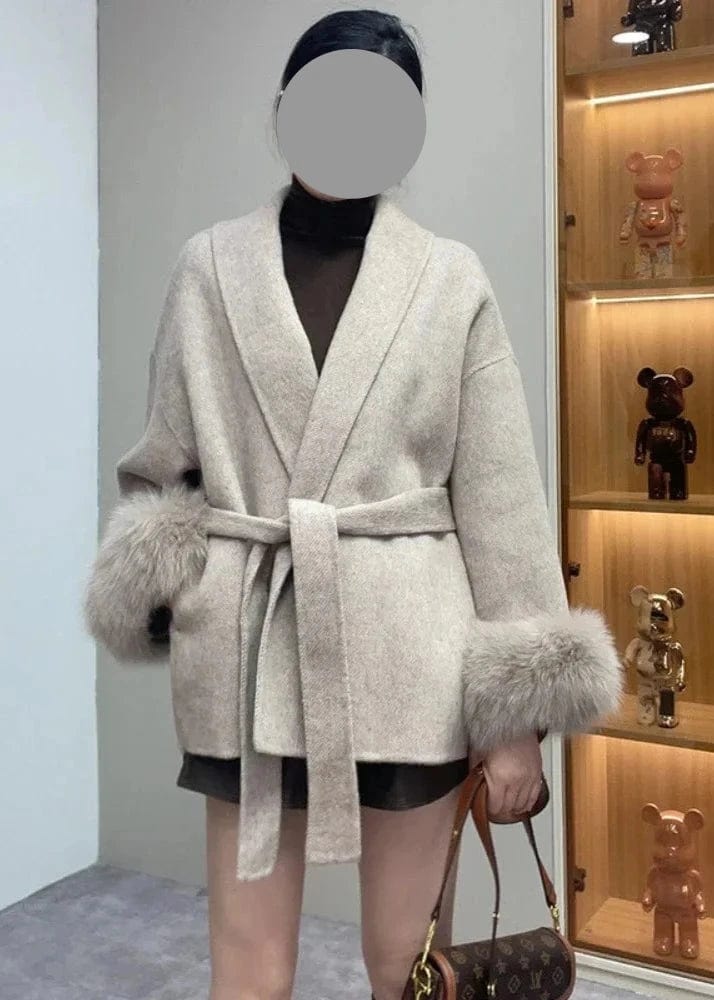 Teonclothingshop Premium double-sided woolen coat with fur