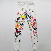 Teonclothingshop Printed Floral Butterfly Leggings High Waist Slim Yoga Pants