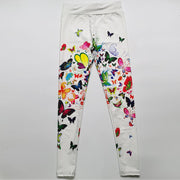 Teonclothingshop Printed Floral Butterfly Leggings High Waist Slim Yoga Pants