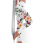 Teonclothingshop Printed Floral Butterfly Leggings High Waist Slim Yoga Pants