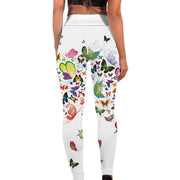 Teonclothingshop Printed Floral Butterfly Leggings High Waist Slim Yoga Pants