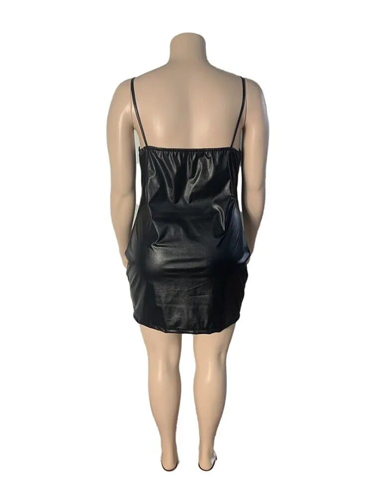 PU leather long dress