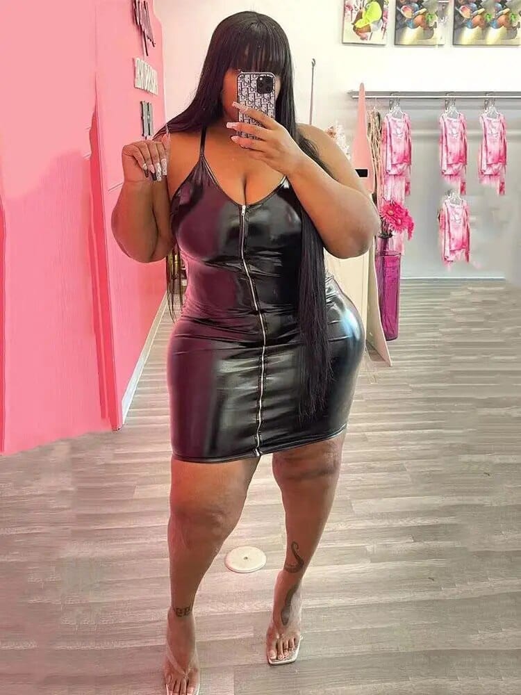 Teonclothingshop PU Leather Plus Size Dress 5xl