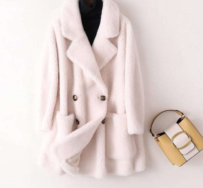 Teonclothingshop Real Fur Coat High Quality Australian Women's Woolen Coats