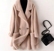 Teonclothingshop Real Fur Coat High Quality Australian Women's Woolen Coats