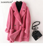 Teonclothingshop Real Fur Coat High Quality Australian Women's Woolen Coats