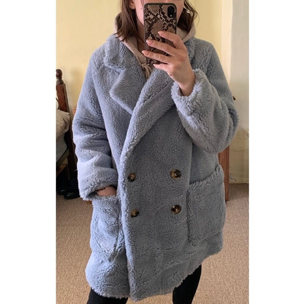 Teonclothingshop Real Fur Coat High Quality Australian Women's Woolen Coats