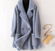 Teonclothingshop Real Fur Coat High Quality Australian Women's Woolen Coats