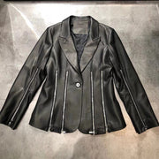 Teonclothingshop Real Sheep Leather Blazer Women's Genuine Lambskin Jacket