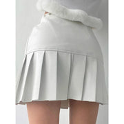 Teonclothingshop Retro mini pleated skirt made of pu leather