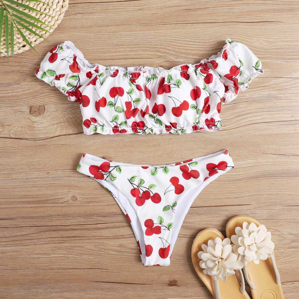 Teonclothingshop Ruffled Bikinis 2022 Women Brazilian Swimwear Cherry