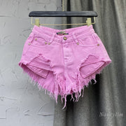 Teonclothingshop Sea hot shorts for women, new summer 2023 pink red denim shorts