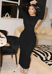 Teonclothingshop Shestyle Backless Black Pencil Dress