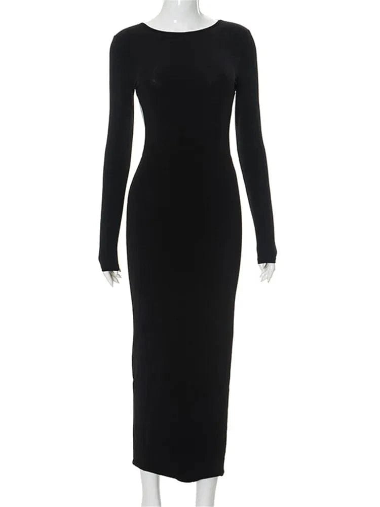 Teonclothingshop Shestyle Backless Black Pencil Dress