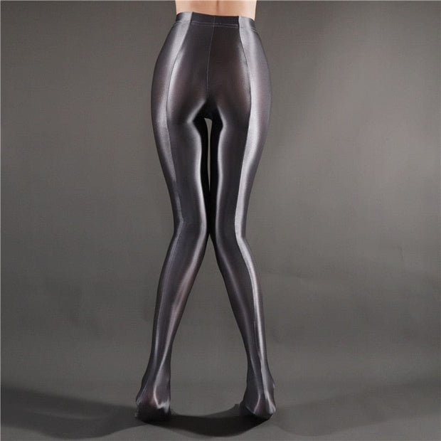 Teonclothingshop gray / M Shiny Opaque Tights Shiny high-waisted tights-socks