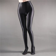 Teonclothingshop black / M Shiny Opaque Tights Shiny high-waisted tights-socks