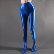 Teonclothingshop blue / M Shiny Opaque Tights Shiny high-waisted tights-socks