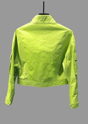 Neon green jacket on a black background